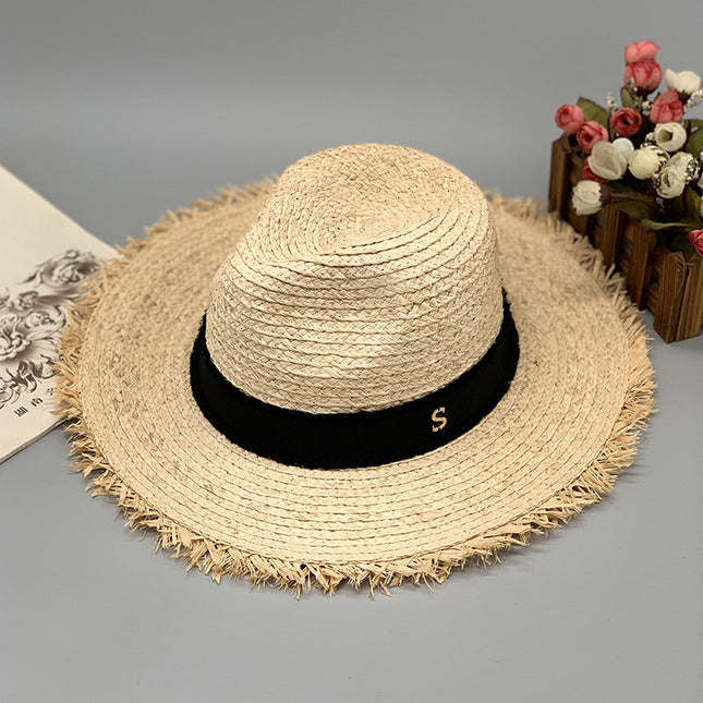 Wholesale Women's Summer Sun Protection Straw Hat Folding Beach Straw Sun Hat 