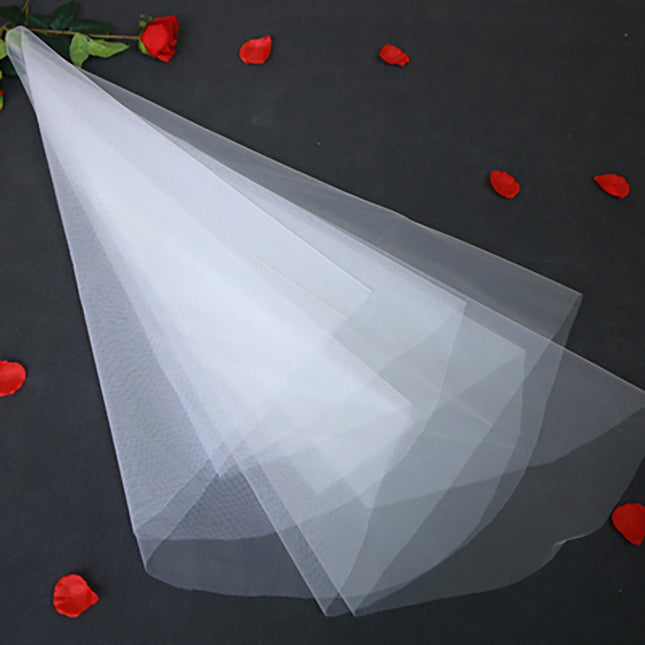 Single Layer Plain Yarn Bridal Wedding Veil 1.5 Meters Waist Length Mid-length Veil