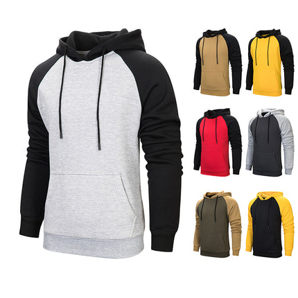 Wholesale Men's Autumn Winter Plus Size Solid Color Fleece Hoodies
