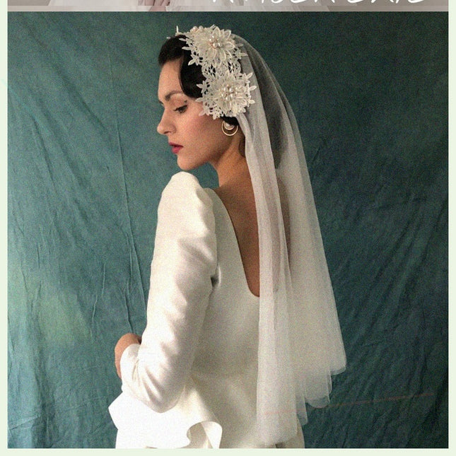 Wholesale Elegant Headband Pearl Short Bridal Veil Covering Face Wedding Veil