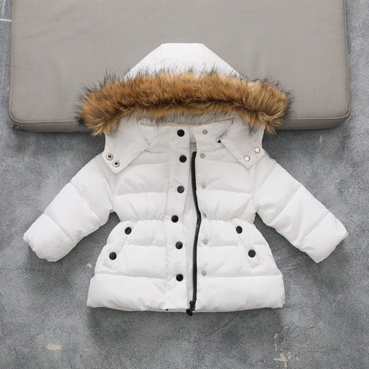 Wholesale Girls Winter Big Faux Fur Padded Coat