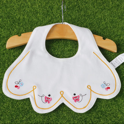 Wholesale Baby Combed Cotton Petal Embroidered Absorbent Bib 2-Pack