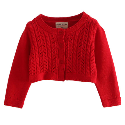 Wholesale Girls Hollow Shawl Short Knitted Cardigan Sweater Jacket