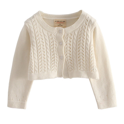 Wholesale Girls Hollow Shawl Short Knitted Cardigan Sweater Jacket