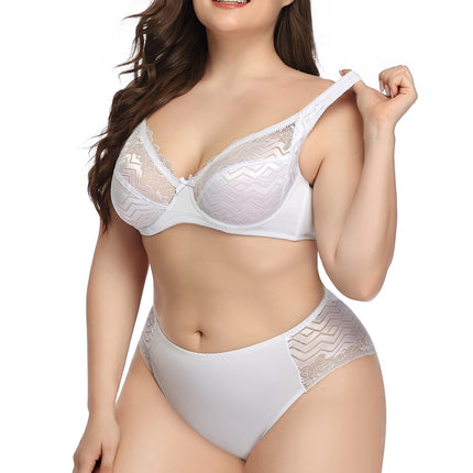 Wholesale Women's Large Size Sexy Ultra-thin Large Cup Bra Panty Set