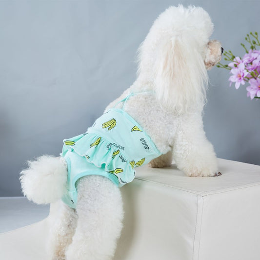 Pet Menstrual Pants Breathable Printed Suspender Style Small Dog Female Dog Sanitary Pants 