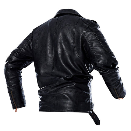 Wholesale Men's Winter Large Size Retro and Handsome Parka PU Leather Jacket
