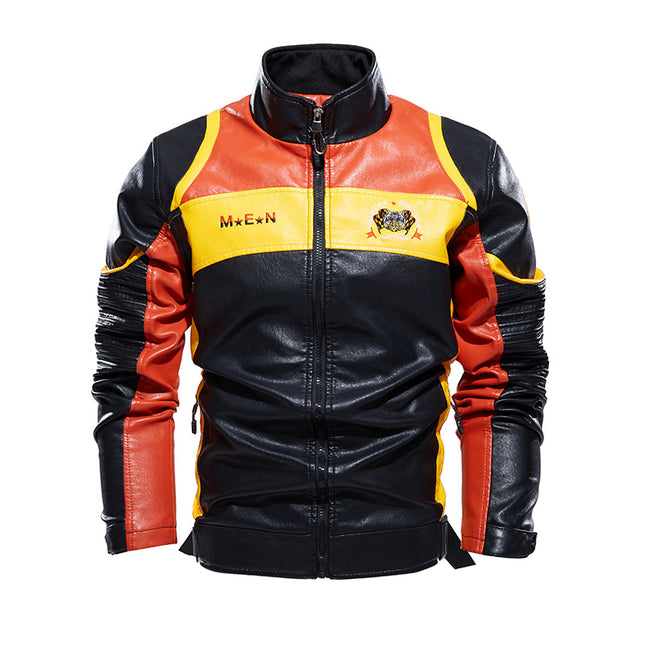 Wholesale Men's Plus Size Casual Motorcycle PU Leather Jacket