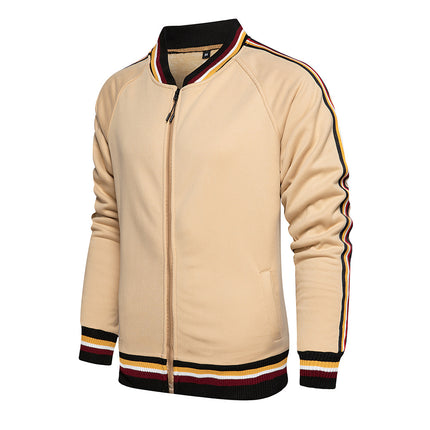 Wholesale Men's Fall Winter Stand Collar Zipper Cardigan Flannel Jacket