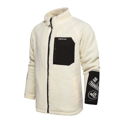 Wholesale Men's Winter Pocket Raglan Sleeves Stand Collar Sherpa Cardigan Jacket