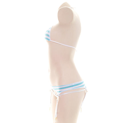 Wholesale Striped Bikini Schoolgirl Super Small Private Underwear Sexy Three-point Suit 