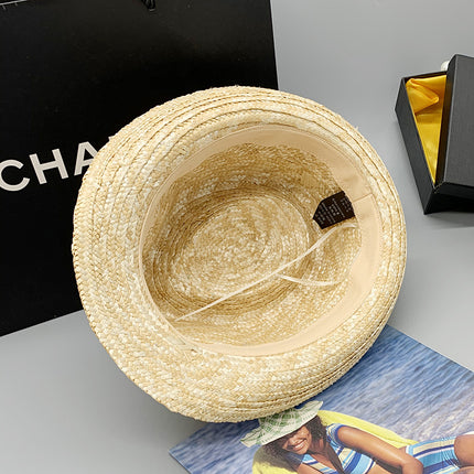 Wholesale Natural Wheat Straw Braid Summer Colorful Decorative Hat with Sun Protection 