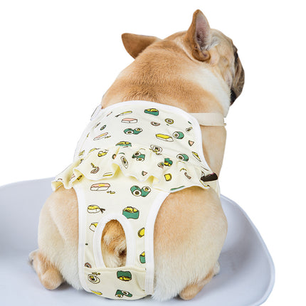 Pet Menstrual Pants Breathable Printed Suspender Style Small Dog Female Dog Sanitary Pants 