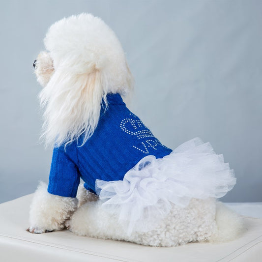 Wholesale Spring Summer Crown Perm Puppy Princess Dress White Mesh Pet Dress