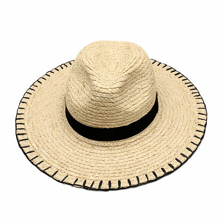 Wholesale Women's Straw Fisherman Hat Breathable Big Brim Sun Hat Top Hat 