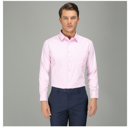Wholesale Men's Business Slim Solid Color Simple Long Sleeve Shirt
