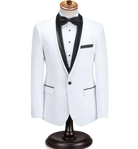 Wholesale Men's Gentleman's White Satin Round Neck Blazer Top