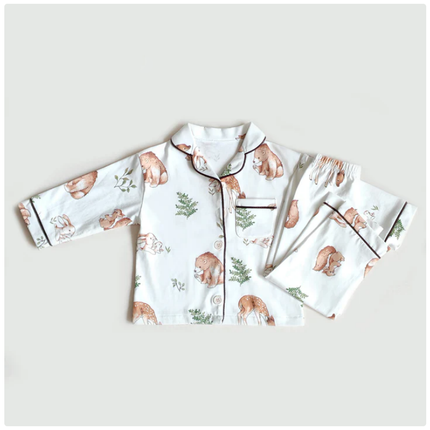 Wholesale Kids Fall Winter Printed Homewear Pajamas Two Piece Set