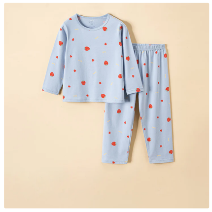 Wholesale Kids Cotton Thin Pajamas Long Johns Two Piece Set