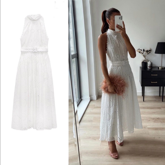 Wholesale Women Summer Hollow Embroidered Maxi Dress