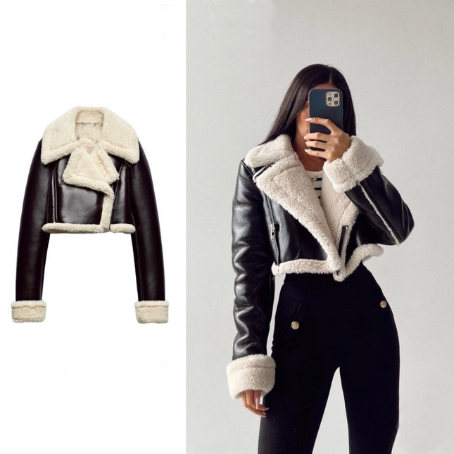 Wholesale Women's Winter Double-sided Short Faux Fur One-piece Jacket