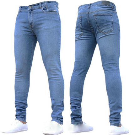 Wholesale Men's Autumn Black Slim Fit Stretch Skinny Jeans