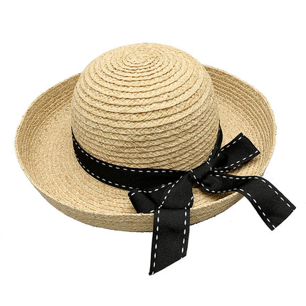 Wholesale Spring Summer Raffia Dome Hat Sun Hat Straw Hat Bow Beach Sun Hat 