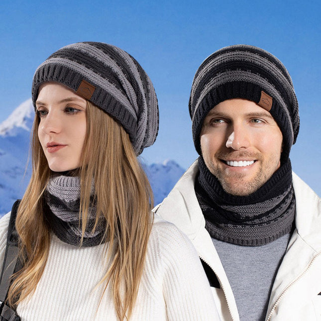 Wholesale Winter Warm and Cold-proof Plus Velvet Knitted Hat and Scarf Set 