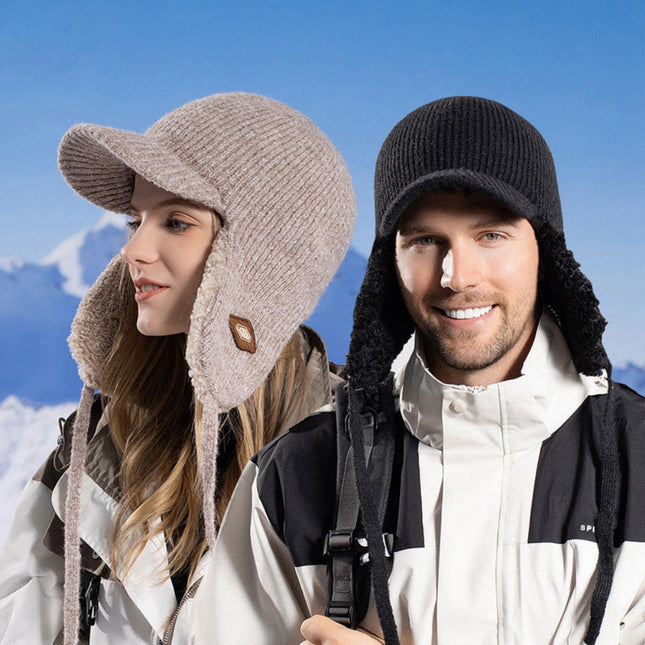 Wholesale Couple's Winter Fleece Outdoor Ear Protection Knitted Hat To Keep Warm