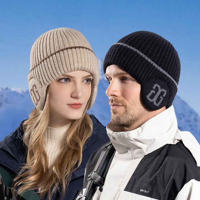 Wholesale Winter Outdoor Cycling Ear Protection Plus Velvet Warm Knitted Hat 