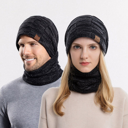 Wholesale Couple Winter Warm Knitted Hat and Scarf Two-piece Set 