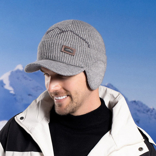 Wholesale Men's Winter Outdoor Cycling Ear Protection Warm Knitted Velvet Duck Hat