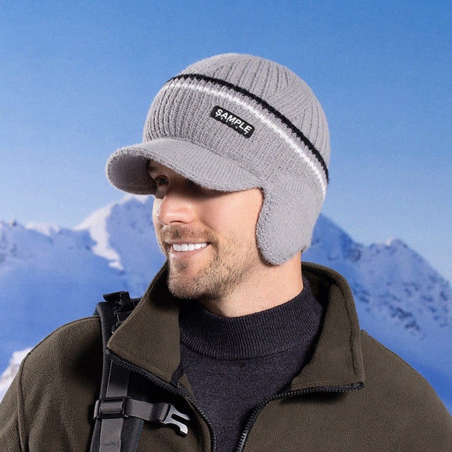 Winter Outdoor Velvet Ear Protection Baseball Cap Men's Warm Knitted Hat