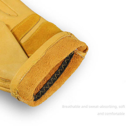 Wholesale Yellow Cowhide Motorcycle Outdoor Riding Sports Leather Anti-slip Gloves