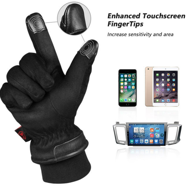 Wholesale Warm Touchscreen Ski Gloves with Threaded Cuffs Waterproof Pocket Inside