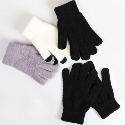 Wholesale Knitted Plush Autumn and Winter Cashmere Warm Touch Screen Gloves