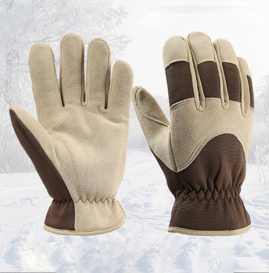 Wholesale Winter Non-slip Wear-resistant Warm Plus Velvet Thickened Deerskin Gloves