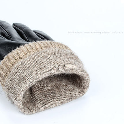 Wholesale Men's Winter Sheepskin Plus Velvet Genuine Leather Warm Gloves