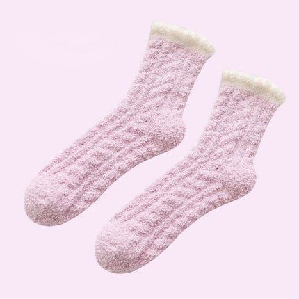 Wholesale Women's Winter Velvet Thickened Solid Color Floor Socks Coral Velvet Socks