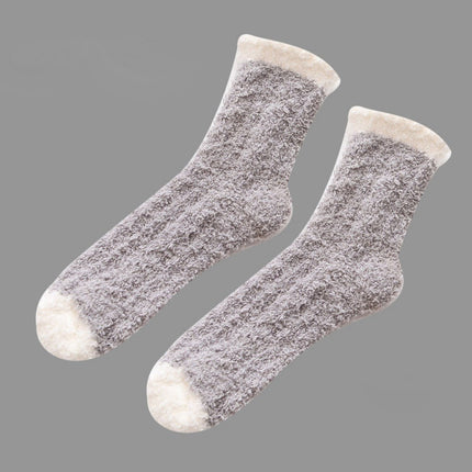 Wholesale Women's Winter Velvet Thickened Solid Color Floor Socks Coral Velvet Socks