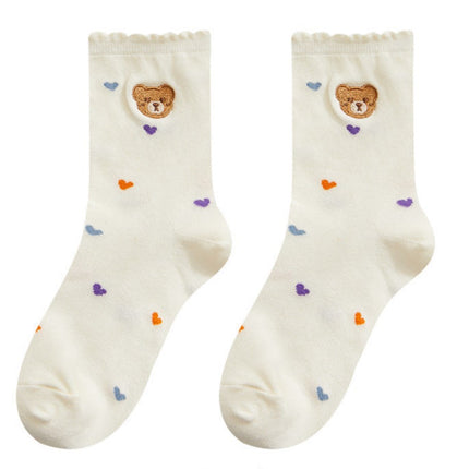 Wholesale Women's Spring Summer Thin Cute Cotton Edge Socks Mid-calf Socks