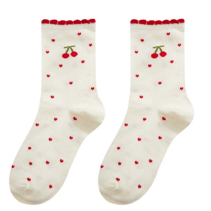 Wholesale Women's Spring Summer Thin Cute Cotton Edge Socks Mid-calf Socks