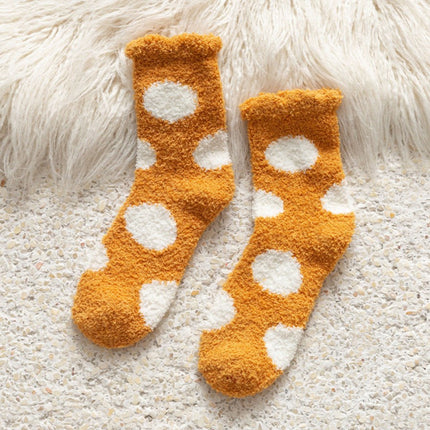 Women's Mid-calf Socks with Cute Cartoon Velvet and Thickened Winter Warm Coral Velvet Socks