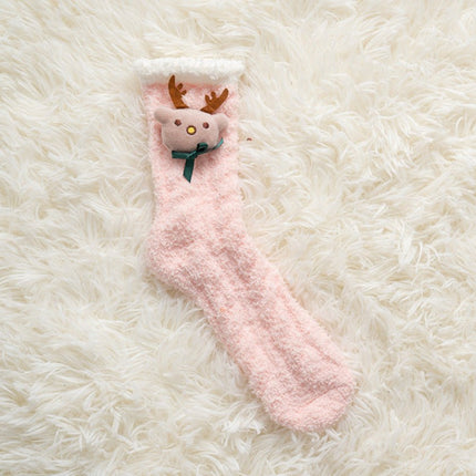 Women's Winter Thickened Warm Cute Gift Christmas Floor Socks Coral Fleece Socks 