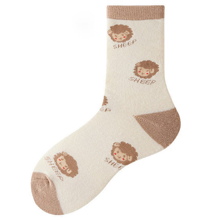 Wholesale Women's Winter Terry Plus Velvet Thickened Warm Cotton Mid-calf Socks 