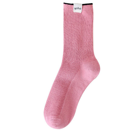 Women's Spring Summer Thin Cloth Label Cotton Breathable Sweat-absorbent Mid-calf Socks