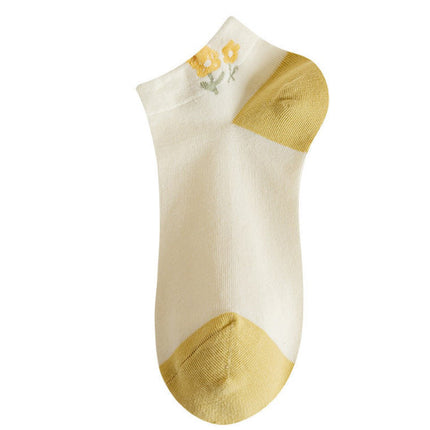 Wholesale Women's Summer Thin Cute Smiley Cotton Boat Socks 