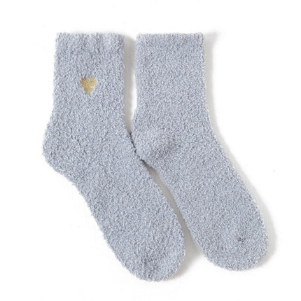Wholesale Women's Winter Cute Mid-calf Socks Thickened Warm Embroidered Floor Socks