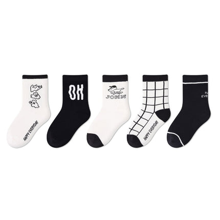 Wholesale 5 Pairs Kids Fall Thin Cotton Boneless Cute Socks
