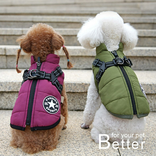 Pet Padded Coat Plus Velvet Thickened Dog Clothes Puppy Water-repellent Vest
